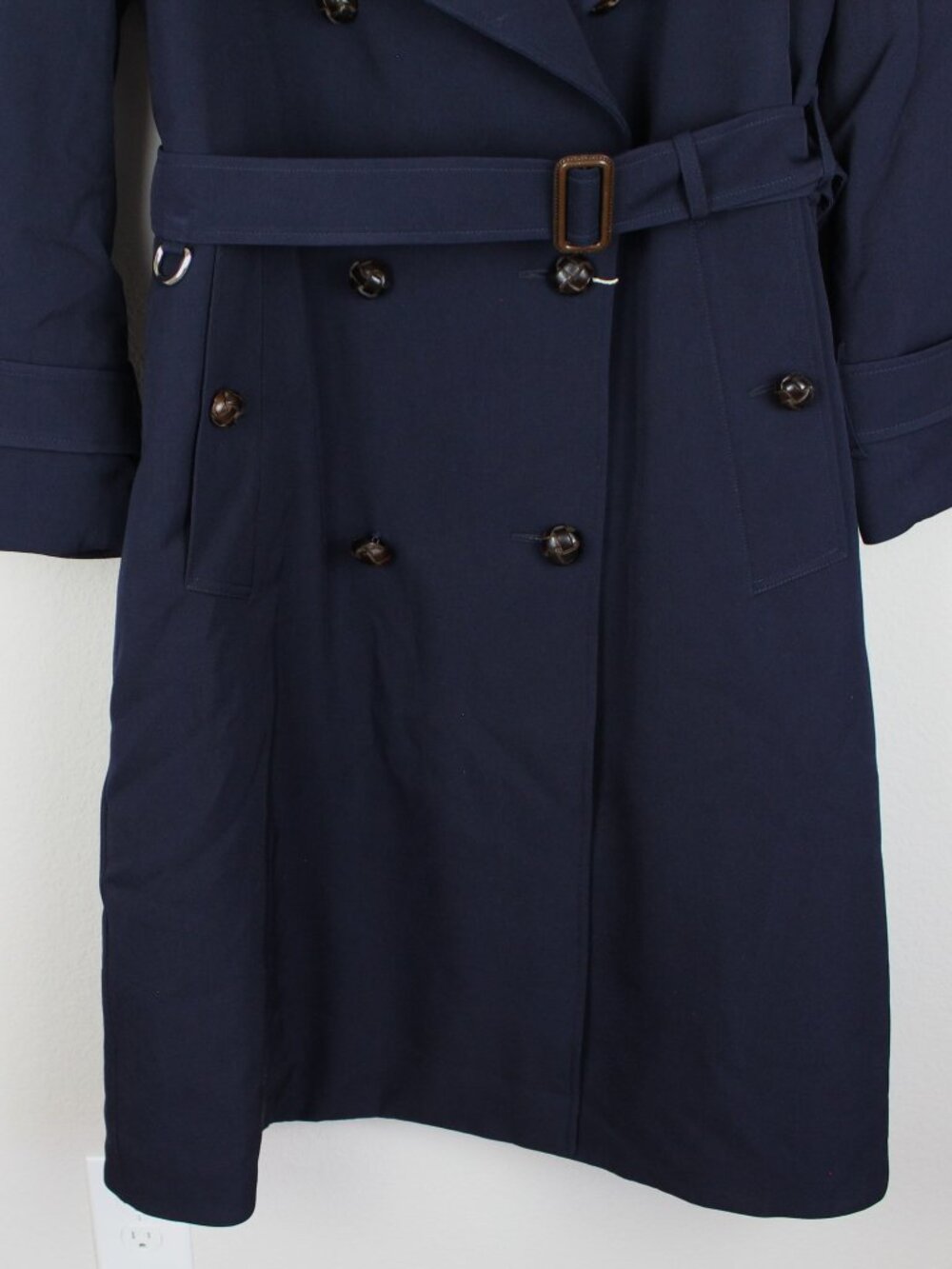 NWT Burberry Oversize Wool Wide Lapel Belted Trench Coat, Blue, US12/UK14 - Picture 8 of 16